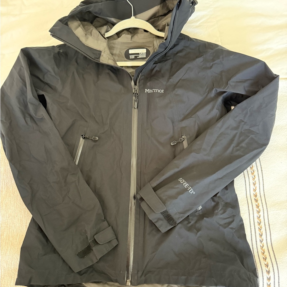 Marmot Black Waterproof Hooded Shell Jacket